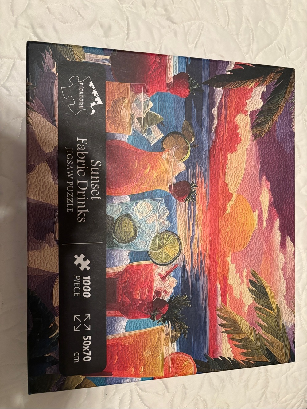 Sunset Fabric Drinks 1000-Piece Jigsaw Puzzle with poster